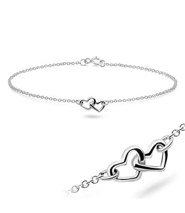 Double Heart Silver Anklets ANK-316